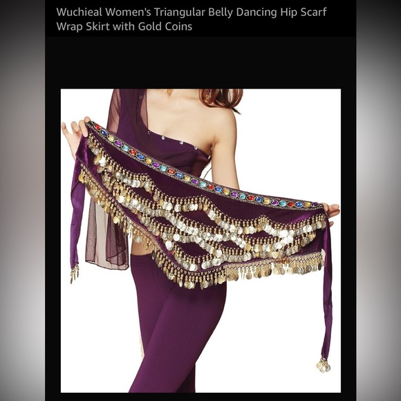 Purple and Gold Belly Dance Hip Scarf - Picture 1 of 7